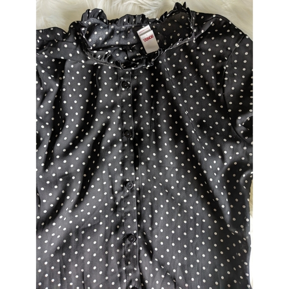 Bongo black and white polkadot button down blouse - Picture 3 of 5